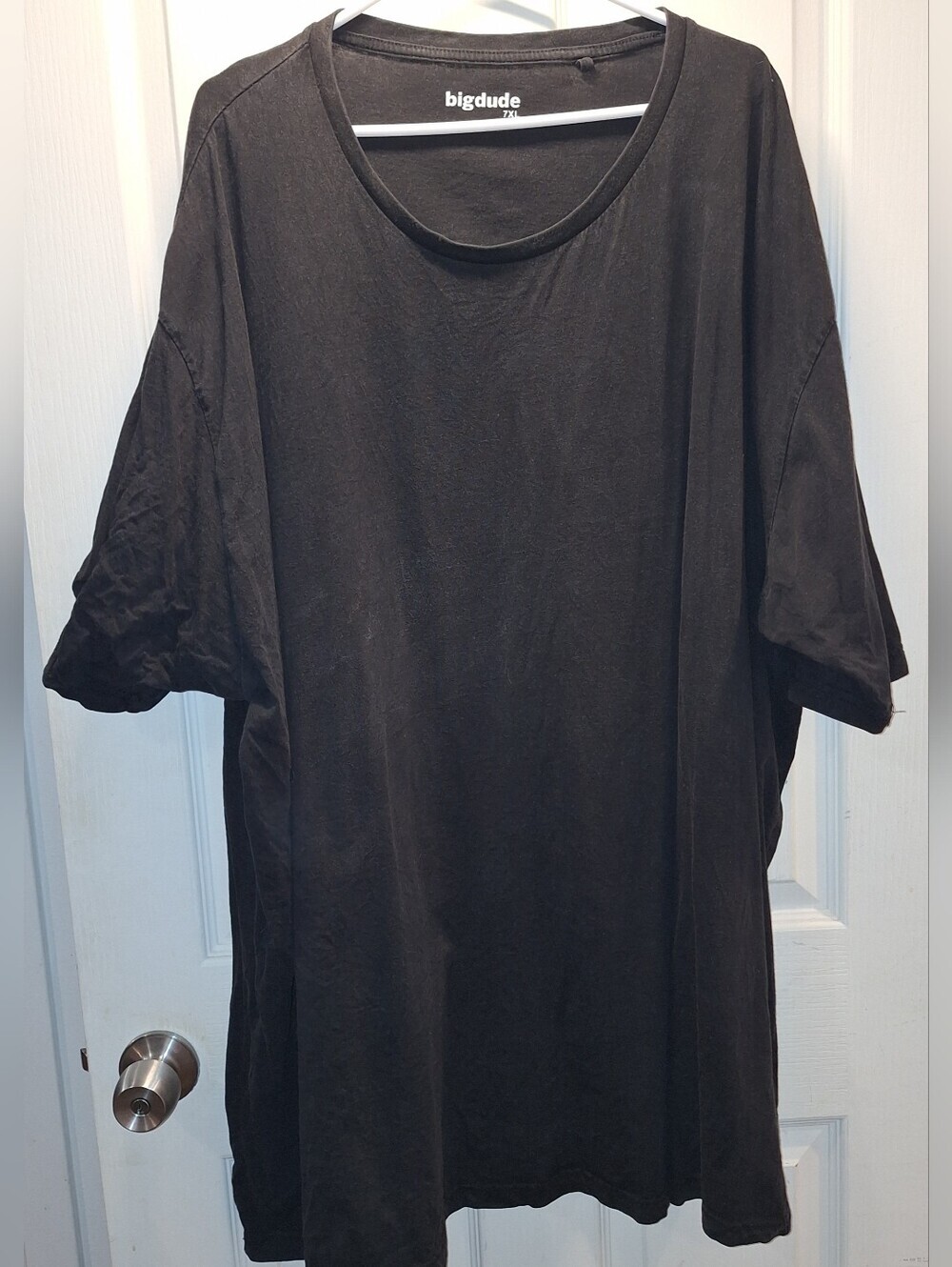Men's Black Crew Neck T-Shirt Big Dude 7XL